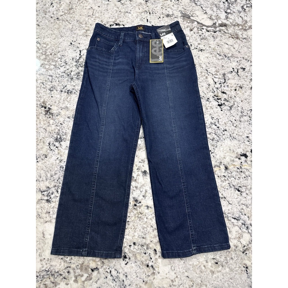 Lee Women's Size 2 Mid Rise‎ 23 Capri Pants Blue Stretch Cotton NWT Mom Jeans